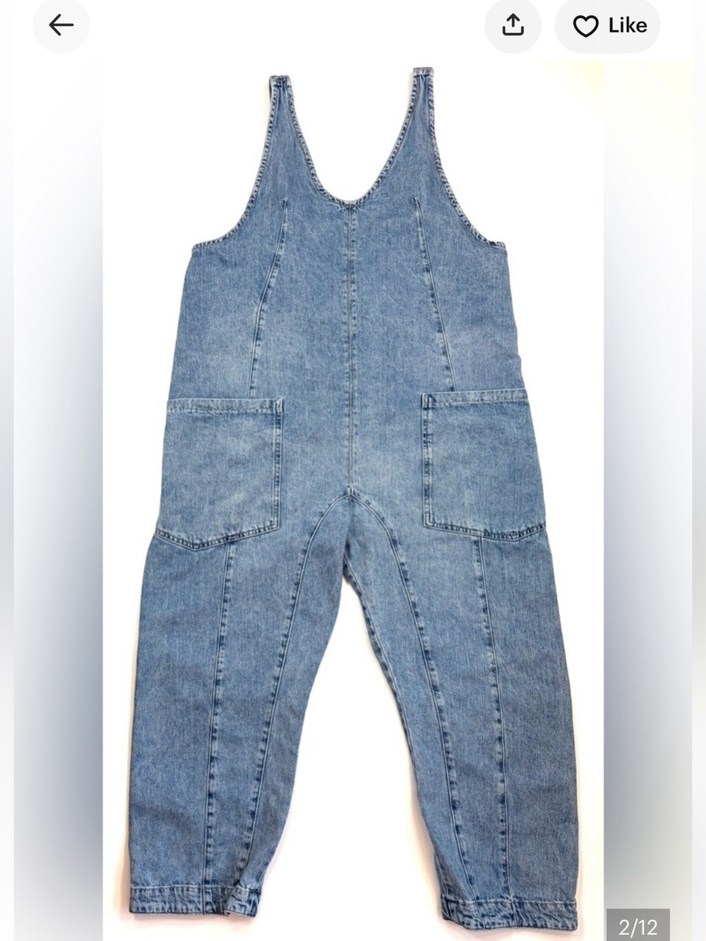 Free People Light Wash Denim Overalls in Faded Blue - Picture 2 of 7